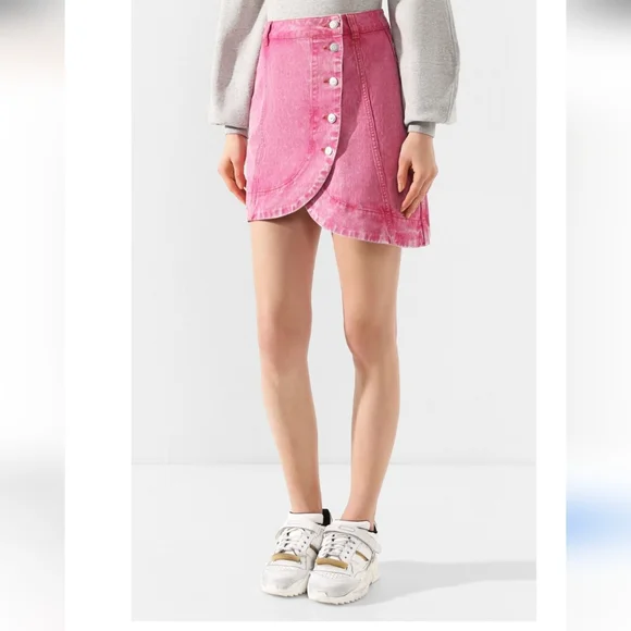 GANNI Asymmetric Denim Skirt In Washed Pink Size EU 38 US Med/6 - Picture 8 of 10